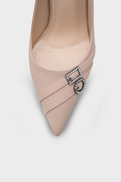 Capone Outfitters Karyl High Heels with Stone Buckle Satin Stylish Stiletto