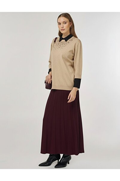 Kayra Πλεκτό τούνικ από βισκόζη με κέντημα με πούλιες βιζόν