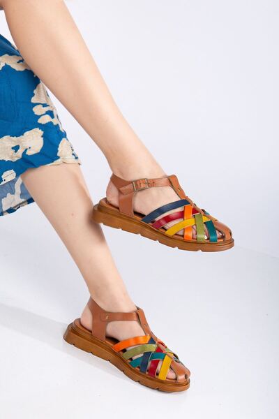 MaskButik Genuine Leather Ayza Sandals - Multi