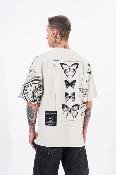 Machinist Ανδρικό μπλουζάκι Νούμερο 5 με τύπωμα oversized Space Grey