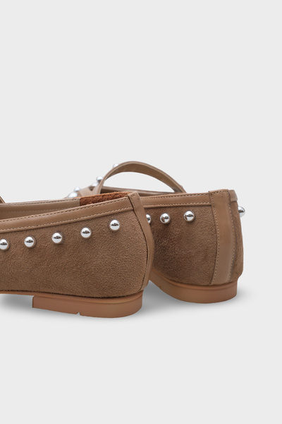 Capone Outfitters Ruthie Studded Suede Look Ballerinas