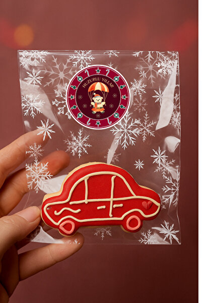 Dekals Yılbaşı Etiketi Yapışkanlı Sticker Hediye Poşeti Etiket Küçük Boy-4 cm 20Adet