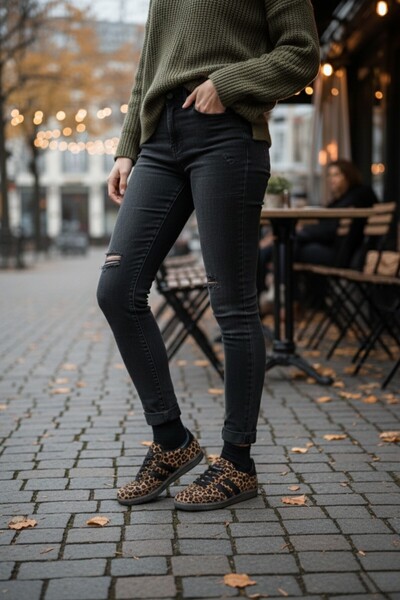 MUGGO LEOPARD zaručeně dámské ortopedické ležérní šněrovací vycházkové sportovní boty s leopardím vzorem