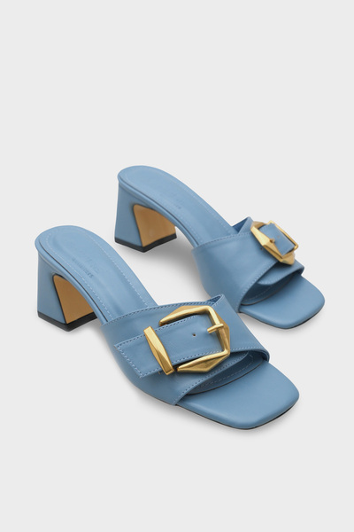 Capone Outfitters Susanne Women's Mid-Heeled Metal Buckle Slippers