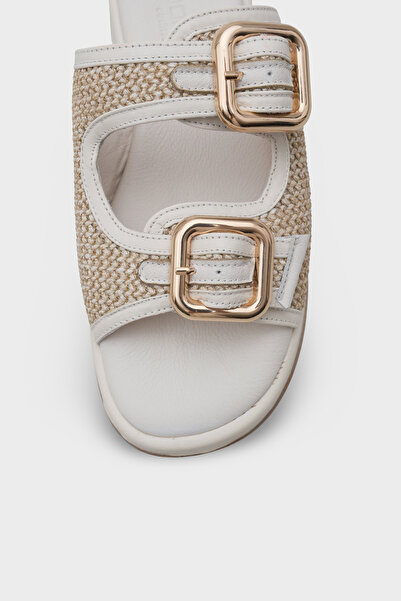 Capone Outfitters Dana Genuine Leather Wedge Heel Mesh Comfort Women's Slippers