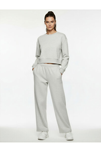 Koton Φούτερ με μακρύ μανίκι και λαιμόκοψη oversized Crop Sports