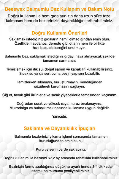Genel Markalar Doğal Balmumlu Saklama Bezi 30x30 Cm (BALMUMU BEZ)