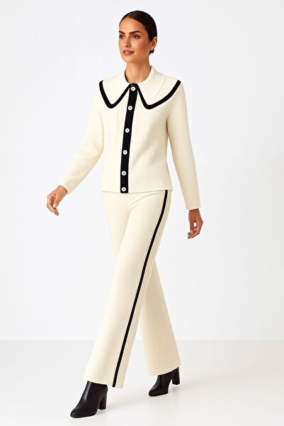 MAY MARA SET DE 2 PIECE PENTRU FEMEI CU GĂLĂ DUBĂ CU PANTALONI HITKALI