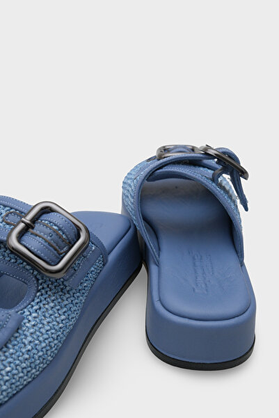 Capone Outfitters Γυναικείες παντόφλες από γνήσιο δέρμα Dana με σφήνα τακούνι και ψάθινη άνεση