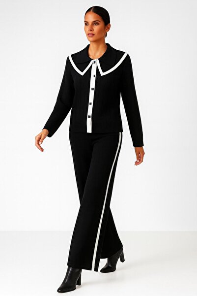 MAY MARA SET DE 2 PIECE PENTRU FEMEI CU GĂLĂ DUBĂ CU PANTALONI HITKALI