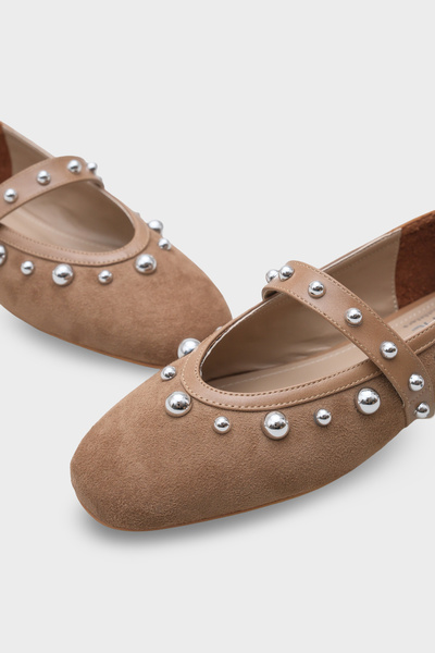 Capone Outfitters Ruthie Studded Suede Look Ballerinas