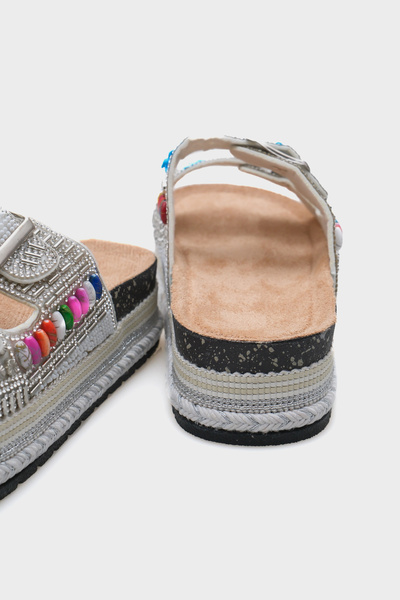 Capone Outfitters Alyson Stone Buckle Flat Heel Women's Slippers