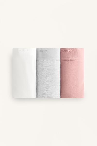 Oysho 3 cotton blend classic briefs with logo