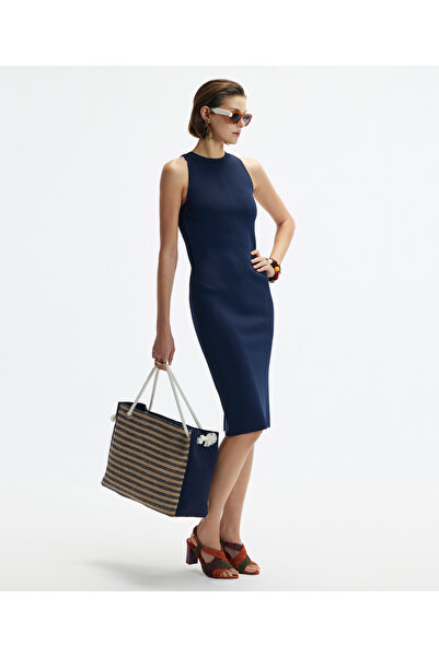 Yargıcı Bisiklet Yaka Kolsuz Triko Elbise