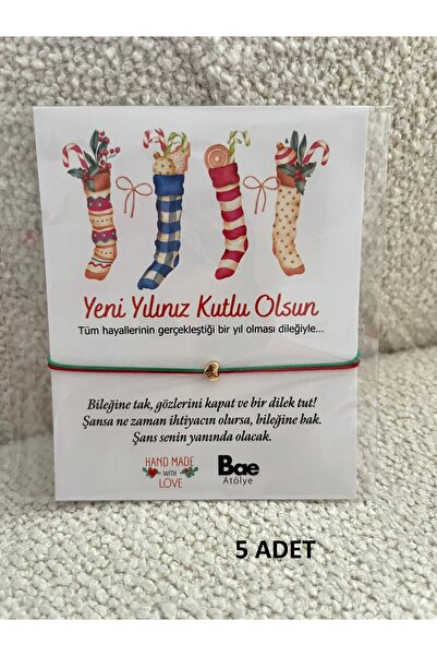 BAE ATOLYE 5 Pcs New Year Gift Heart Red-Green String Christmas Lucky Bracelet