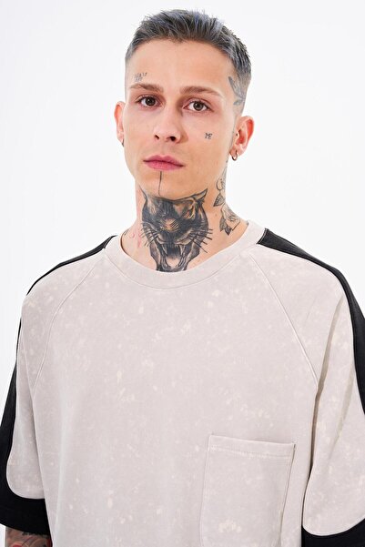 Machinist Ανδρικό μπλουζάκι Contrast Washed Oversize Grey Spotted