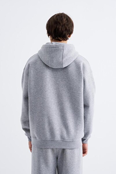 Machinist Ανδρικό φούτερ Basic με κουκούλα oversized Grey Melange