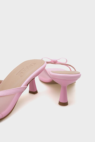 Capone Outfitters Γυναικείες παντόφλες Midge με μεσαίο τακούνι με διχτυωτό φιόγκο