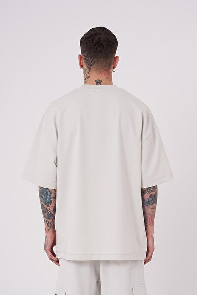 Machinist Ανδρικό μπλουζάκι Tired Eyes με κέντημα oversized Space Grey