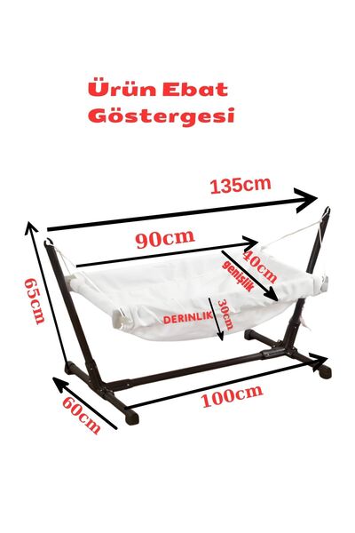Svava Standlı Ahşap Bebek Hamak Beşik ( GRİ )