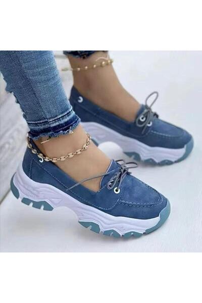 Generic Women's Lace-Up Platform Shoes Lightweight Cushioned Breathable Casual TPR Sole