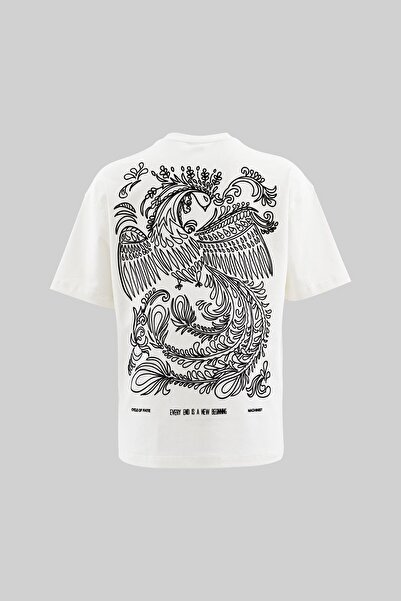 Machinist Чоловіча футболка оверсайз з принтом Flock, екрю