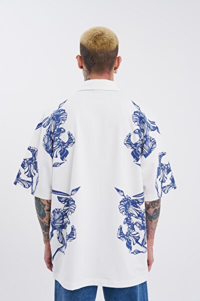 Machinist Ανδρικό μπλουζάκι με λαιμόκοψη πόλο με τύπωμα εκρού