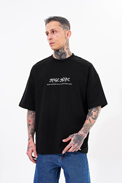 Machinist Ανδρικό μπλουζάκι High Hope με τύπωμα oversized Μαύρο