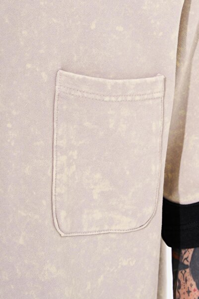 Machinist Ανδρικό μπλουζάκι Contrast Washed Oversize ανοιχτό μπεζ με κηλίδες