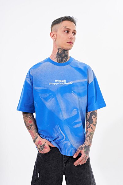 Machinist Ανδρικό μπλουζάκι με στάμπα oversized ανοιχτό μπλε