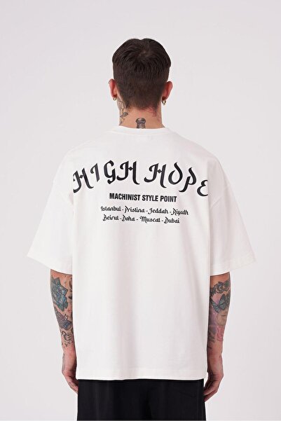 Machinist Ανδρικό μπλουζάκι High Hope με τύπωμα oversized εκρού