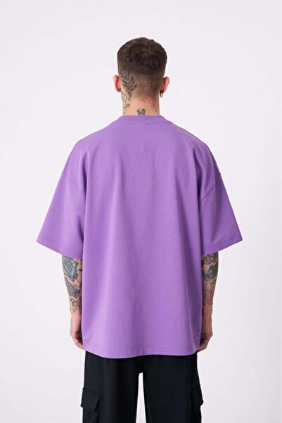 Machinist Ανδρικό μπλουζάκι Crane Bird με τύπωμα oversized Μωβ