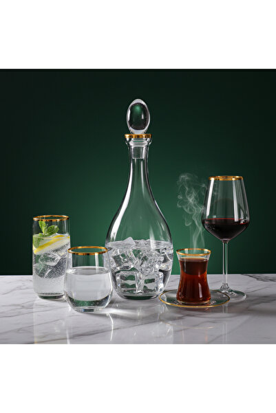 Paşabahçe طقم أكواب زجاجية ذهبية إضافية مكون من 31 قطعة لـ 6 أشخاص