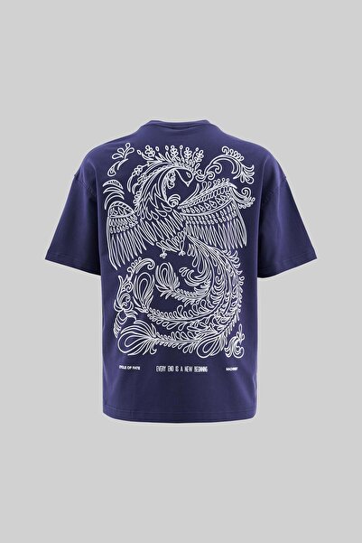 Machinist Чоловіча футболка oversize з принтом Flock, темно-синя