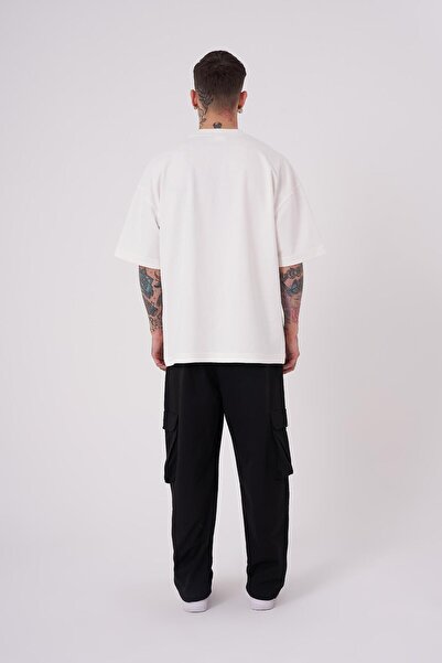 Machinist Ανδρικό μπλουζάκι με κεντημένα μάτια oversized εκρού