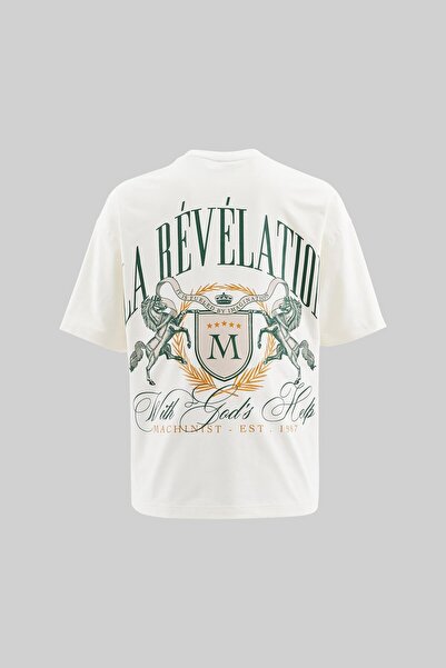 Machinist Men's La Revelation Printed Oversize Ecru T-Shirt