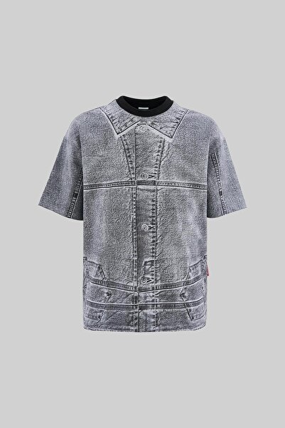 Machinist Чоловіча джинсова футболка Oversize чорного кольору