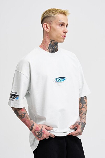 Machinist Ανδρικό μπλουζάκι Born Again Eye Washable oversized σε γκρι στάμπα