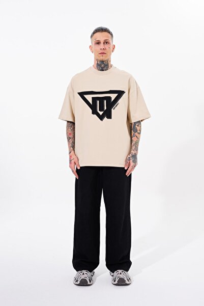 Machinist Ανδρικό μπλουζάκι Triangel Applique με τύπωμα ανοιχτό μπεζ