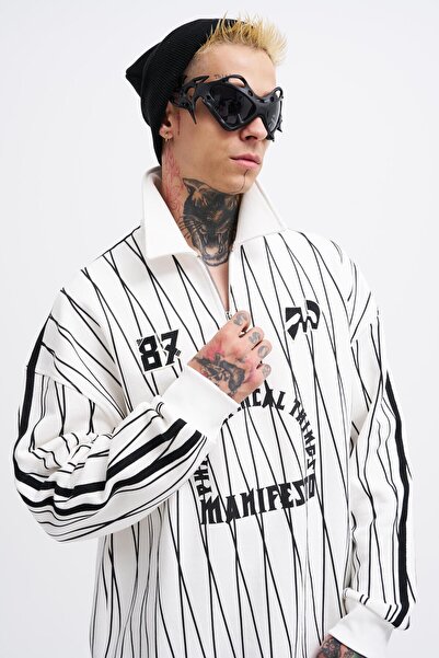 Machinist Чоловіча футболка з принтом і застібкою-блискавкою Ekru