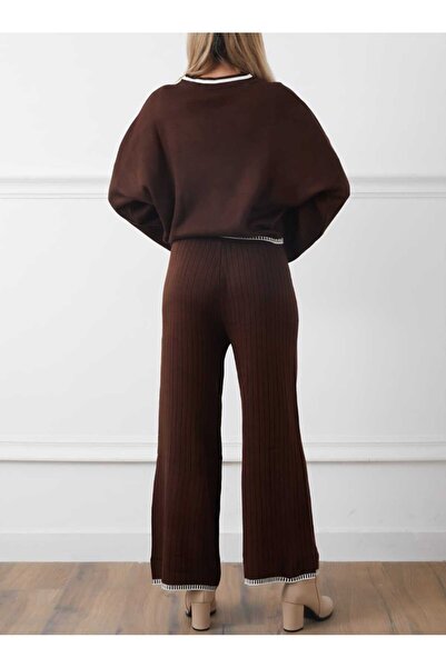 Cemre Life Νέο γυναικείο πλεκτό σετ με λεπτομέρεια ραφής Deux