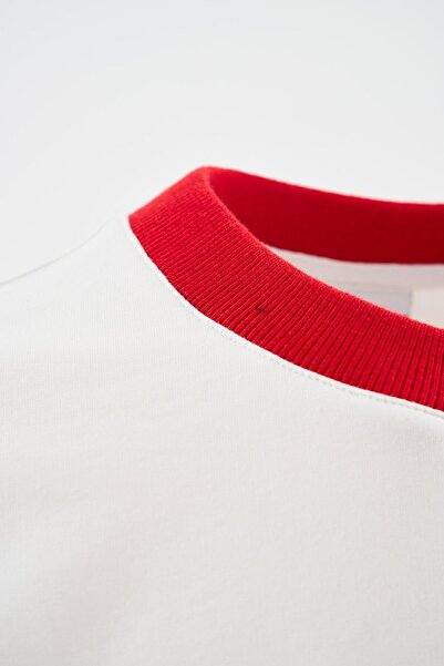 Machinist Чоловіча футболка оверсайз кольору екрю з вишивкою та градієнтом кольорів