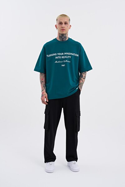 Machinist Ανδρικό μπλουζάκι βενζίνης Oversize - Turning Your Imagination Printed