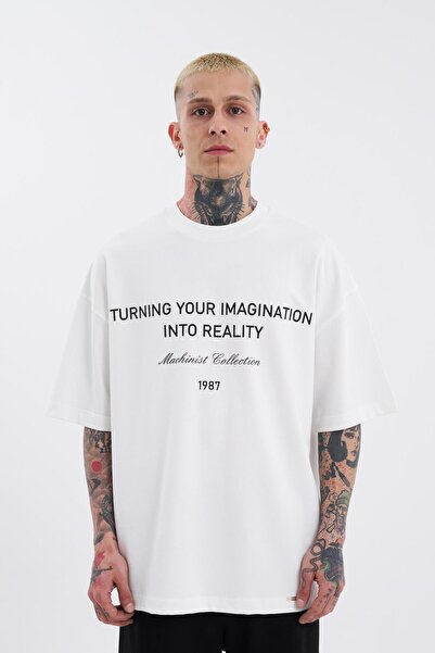 Machinist Ανδρικό μπλουζάκι Oversize Ecru - Turning Your Imagination Printed