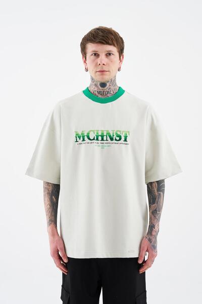 Machinist Чоловіча футболка oversize з вишивкою та градієнтним забарвленням, колір космічний сірий