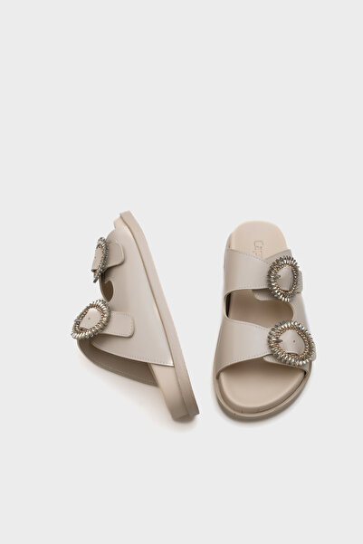 Capone Outfitters Marice Stone Buckle Flat Heeled Women's Slippers