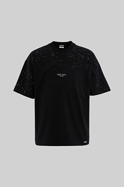 Machinist Ανδρικό μπλουζάκι Free Soul Glowing Printed Oversize Μαύρο