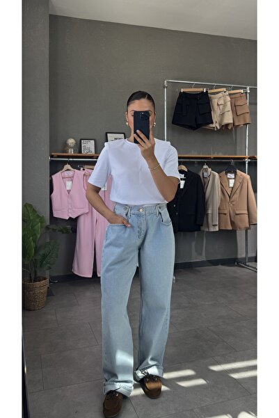 YOUR NAME Ženske svetloplave farmerke Franky sa kopčanim strukom