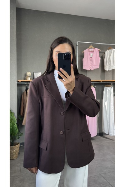 YOUR NAME Oversize Women's Brown Blazer Jacket