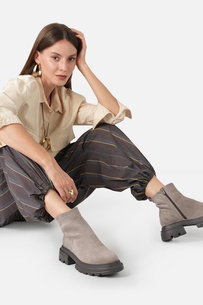 Bestyle حذاء نسائي من ماركة مينك مصنوع من جلد الغزال الحقيقي بنسبة 100% مع نعل إيفا وسحاب